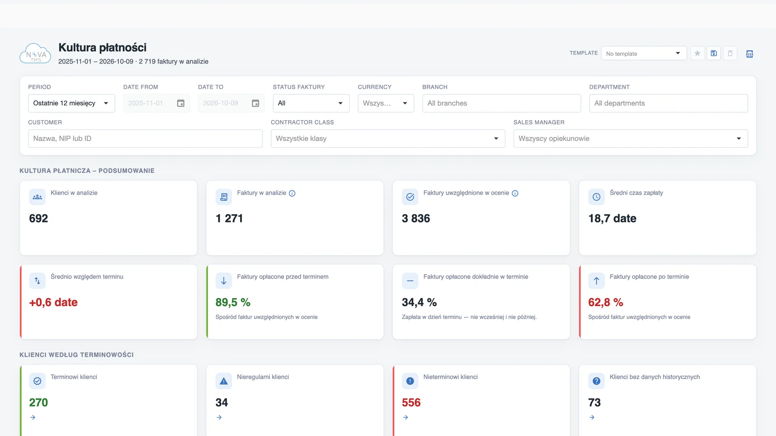 Rapport Betaalgedrag in nova:tms