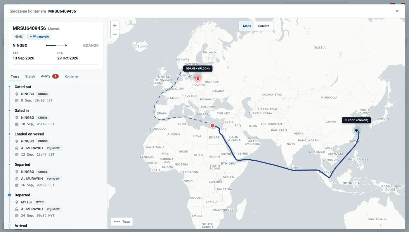 CargoTracking en el mapa