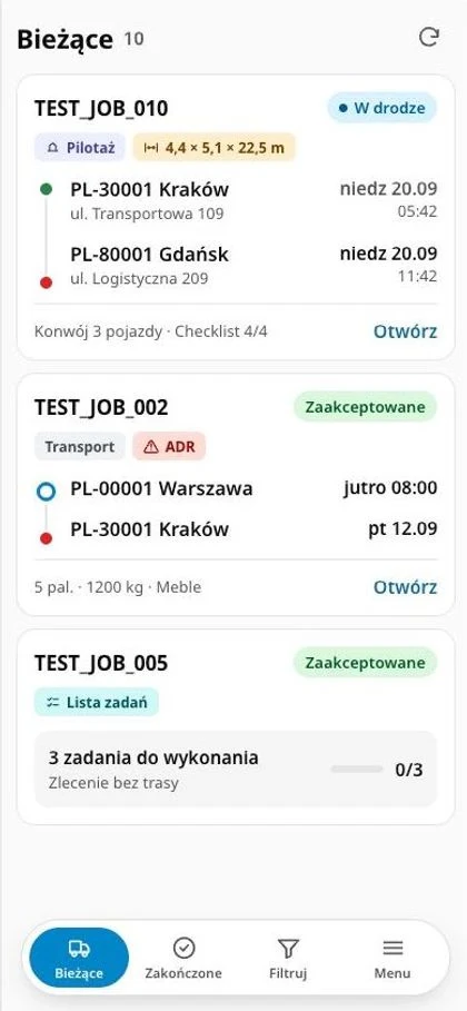 nova:driverJOBS-scherm: Alle opdrachten op de telefoon