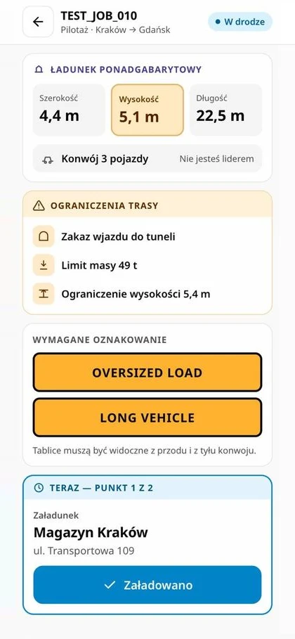 nova:driverJOBS-scherm: Exceptioneel transport en konvooi